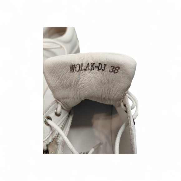 Rare Django & Juliette Wolak White Leather Paris Graphic Platform Sneakers EU 38
